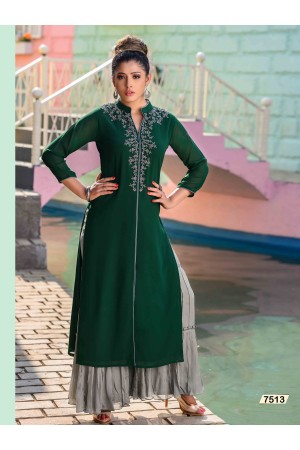 Green & Grey Designer Georgette Kurti 